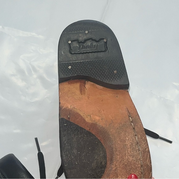 Dinky Kids Black leather vintage COMBAT ANKLE BOOTS,  SHOES lace up, boys size 5 - Picture 15 of 15